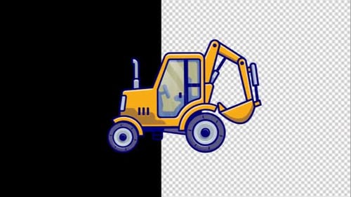 Animated Flat Design Excavator Working Loop