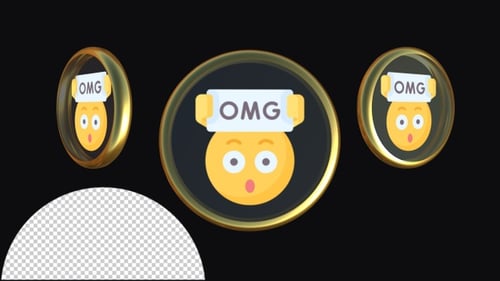 3D Animated Surprised OMG Emoji Rotating Icon