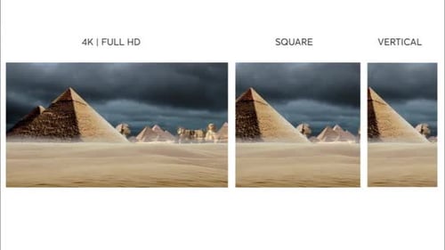 Animated Desert Landscape with Pyramids and Blowing Sand