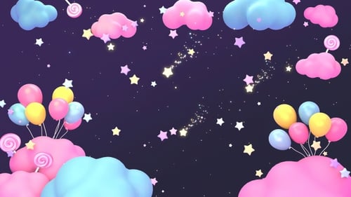 Colorful Balloons And Clouds Sky