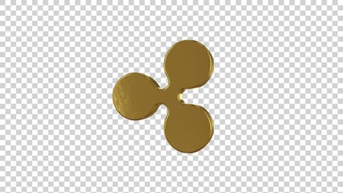 Golden Ripple XRP Cryptocurrency Icon 3D Rotation