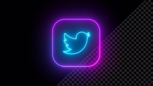 Neon Glowing Twitter Icon Loop Animation