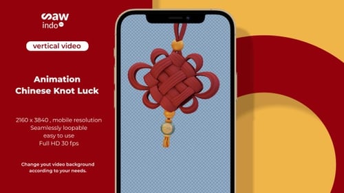 3D Vertical Chinese Knot Luck Loop Animation Tranparent