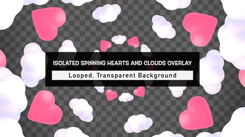 Isolated Spinning Hearts And Clouds Overlay
