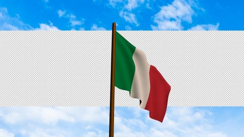 Realistic Italian Flag Waving with Alpha Channel