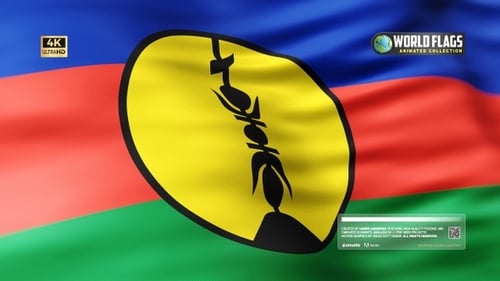 Realistic New Caledonia Kanak Flag Waving Seamless Loop