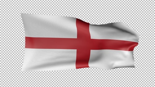 Waving England Flag with Alpha Channel for Seamless Loop