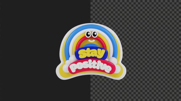 Animated 3D Rainbow Stay Positive Sticker, Elements Motion Graphics ft ...