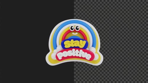 Animated 3D Rainbow Stay Positive Sticker
