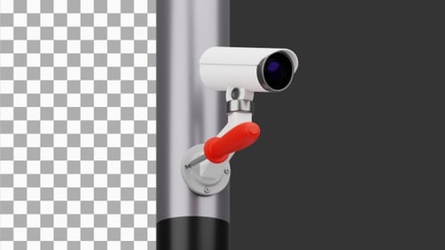 3D Animation of Technician Installing Wireless CCTV Camera at Home | Alpha Channel