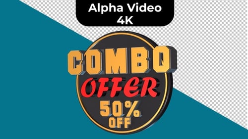 3D Animated Combo Offer Badge for Sales Promotion