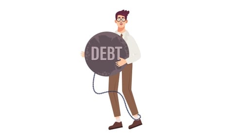 Businessman Carrying Debt Burden Flat Design Animation