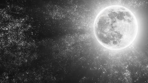 Glowing Full Moon with Shimmering Stars Loop