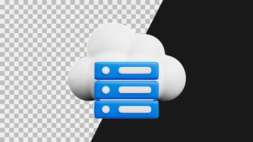 Modern Animated 3D Cloud Computing and Data Server Icon