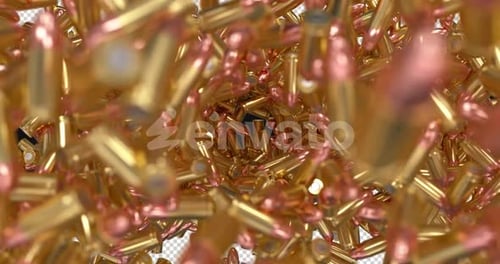 Falling Golden Bullet Ammunition with Alpha Channel Reveal