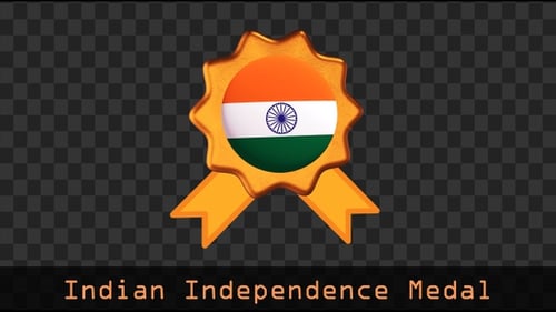 Animated India Flag Golden Award Badge
