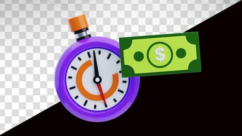 3D Stopwatch Counting Down with Dollar Bill Reveal