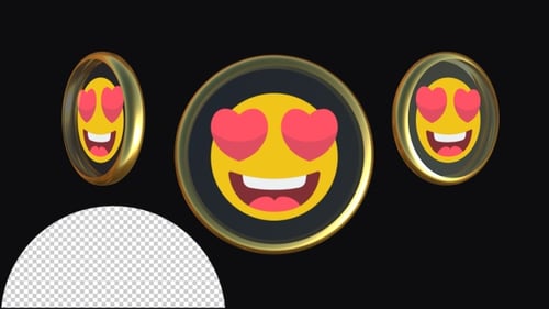 3D Love Emoji Spinning with Golden Border Animation