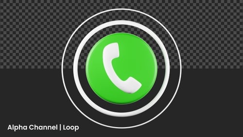 Animated 3D Phone Call Icon for Social Media Contact