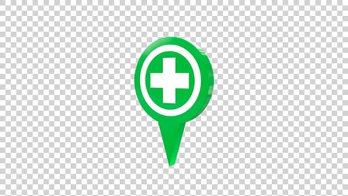 3D Animated Medical Cross Map Pin Pointer