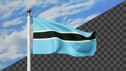 Realistic Waving Botswana Flag Animation with Alpha Channel