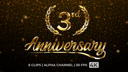3rd Anniversary Metallic Text Reveal with Laurel Wreath Pack