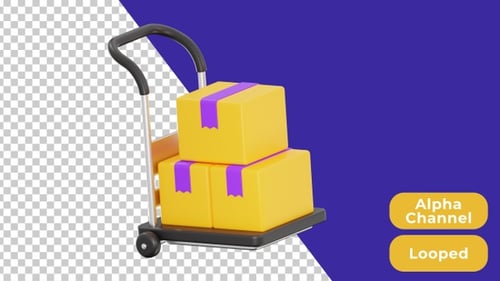 3D Animated Shipping Cart | Alpha Channel