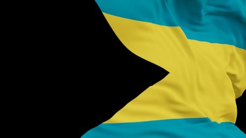 The Bahamas with alpha channel waving in the wind in slow motion
