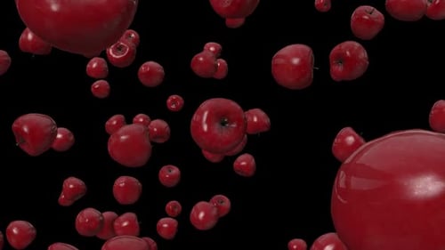 Dynamic Red Apples Falling and Rising Alpha Channel Animation