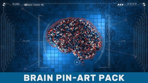 Animated Digital Brain with Neural Network and HUD Interface