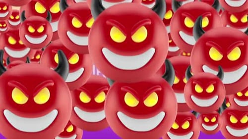 Devil Satan emoji transition with premultiplied alpha channel
