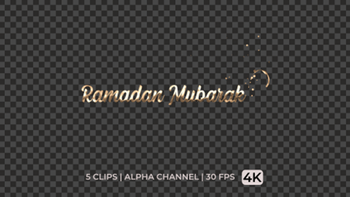 Ramadan Mubarak Elegant Text Reveal Animation with Gold Particles