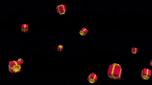 Animated Red and Gold Gift Boxes Falling Loop
