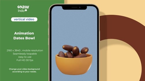 3D Animation Dates Bowl – Iftar Food Ramadan Loop No Background Vertical