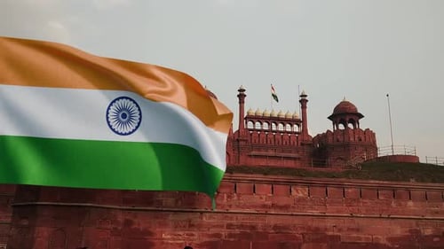 Realistic India Flag Waving with Alpha Channel