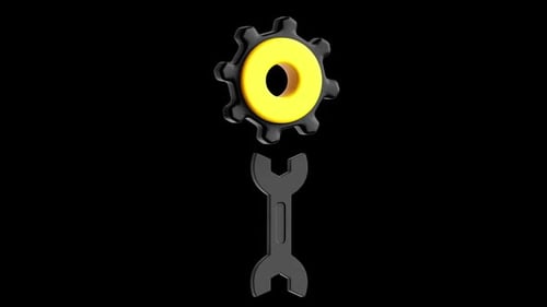 Animated 3D Gear and Wrench Tool Icon