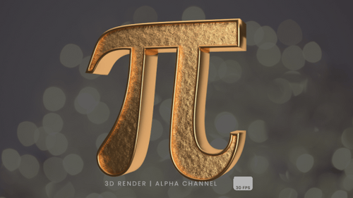 Golden 3D Pi Symbol Rotation with Alpha Channel