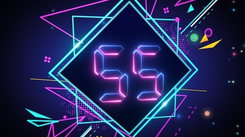 Neon New Year Countdown 2024 with Futuristic Geometric Shapes