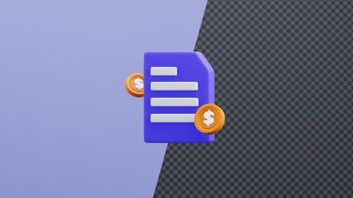 Animated 3D Financial Document and Coins Icon