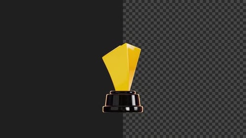 Shiny 3D Trophy Award Rotating and Transforming Animation