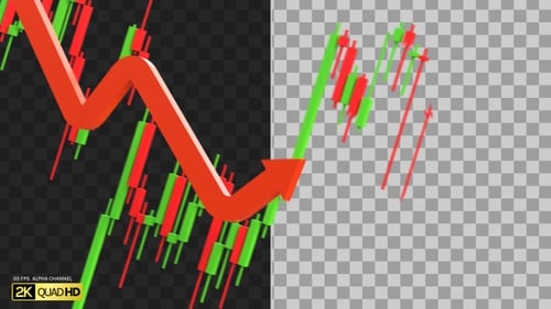 Graphique 3D en forme de flèche rouge vers le bas | Alpha Channel