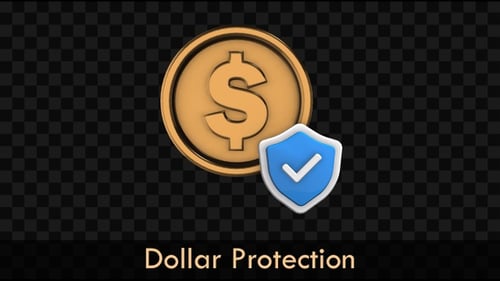 Animated 3D Dollar Coin with Shield Protection Icon
