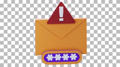 3D Animation of Cyber Attack Alert with Alpha Channel