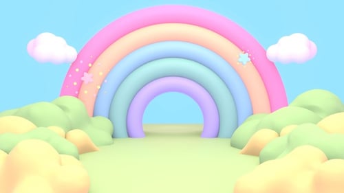 Colorful Pastel Rainbow Archway Tunnel Journey Animation