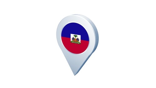 Haiti Flag 3D Location Pin Rotating Modern Animation