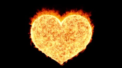 Animated Burning Fiery Heart Loop