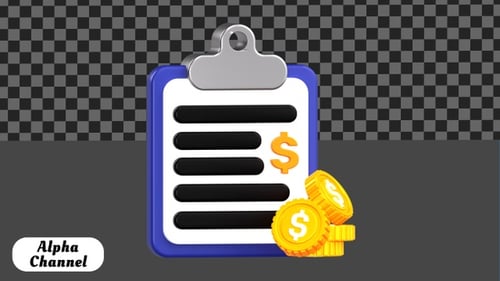 Financial Clipboard Approval 3D Animation | Alpha Channel