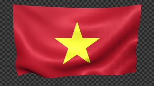Waving Flag of Vietnam with Realistic Fabric Motion