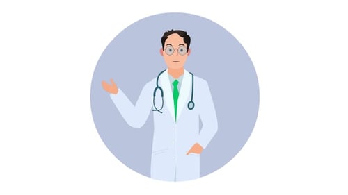 Flat Design Animated Doctor Character Speaking and Gesturing