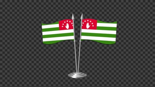 Abkhazia Flag Waving on Table Stand Desk Animation